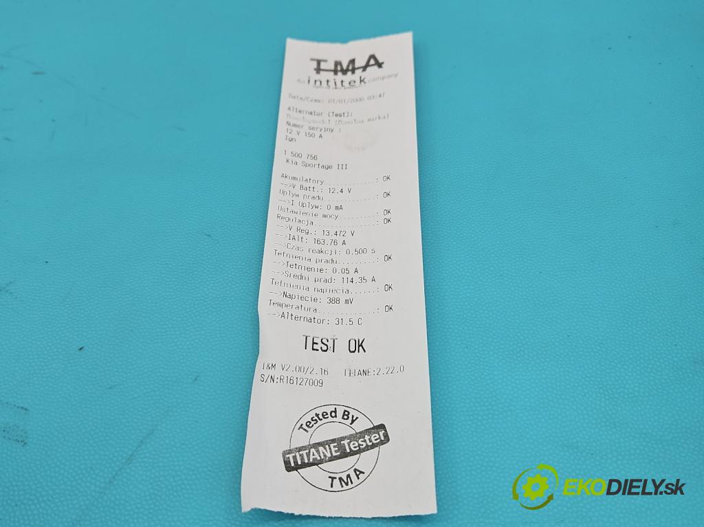 Kia Sportage III 2010-2015 2.0 crdi 136 HP manual 100 kW 1995 cm3 5- Alternator 37300-2F100 (Alternátor)