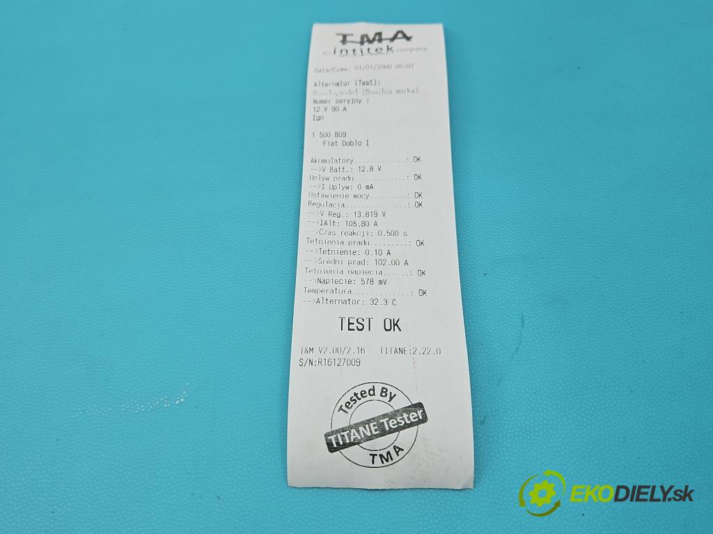 Fiat Doblo I 2001-2010 1,3.0 jtd 75 HP manual 55 kW 1248 cm3 5- Alternator 51784845 (Alternátor)