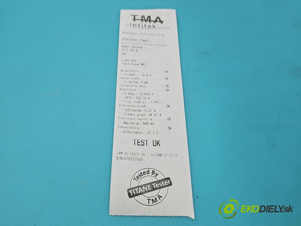 Ford Focus Mk1 1998-2004 1.8 16V 116 HP manual 85 kW 1796 cm3 5- Alternator 0124415006 (Alternátor)