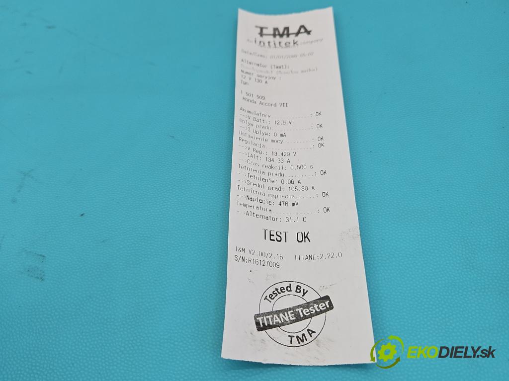 Honda Accord VII 2002-2008 2.0 16V 155 HP manual 114 kW 1998 cm3 5- Alternator 104210-3291 (Alternátor)