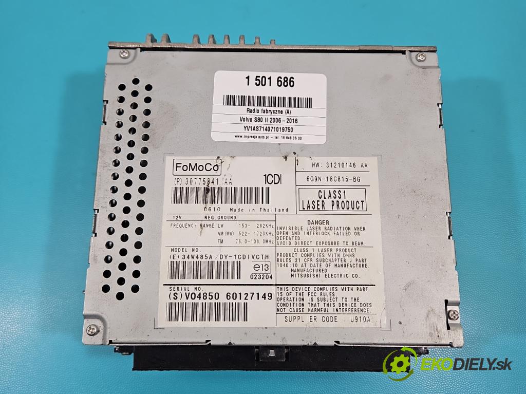 Volvo S80 II 2006-2016 2.4 D5 185 HP automatic 136 kW 2400 cm3 4- Radio originál 30775841AA