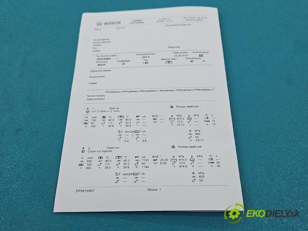 Vw Golf plus 2.0 tdi 140 HP manual 103 kW 1968 cm3 5- vstrekovacie čerpadlo 0414720404 (Vstrekovač paliva)