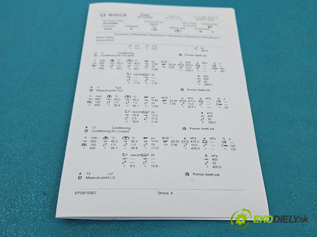 Vw Golf plus 2.0 tdi 140 HP manual 103 kW 1968 cm3 5- vstrekovacie čerpadlo 0414720404 (Vstrekovač paliva)