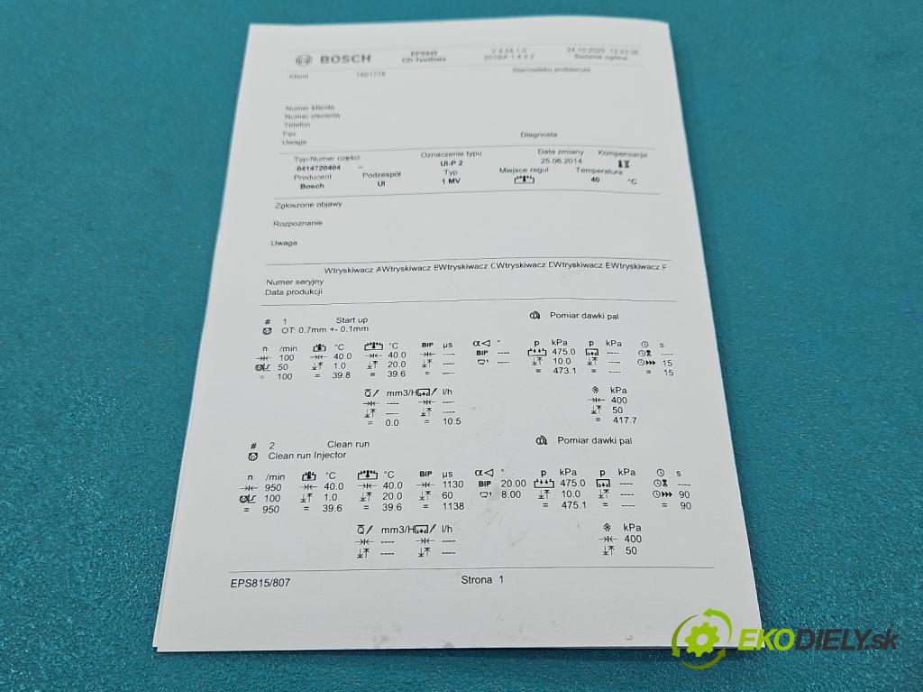 Vw Golf plus 2.0 tdi 140 HP manual 103 kW 1968 cm3 5- vstrekovacie čerpadlo 0414720404 (Vstrekovač paliva)