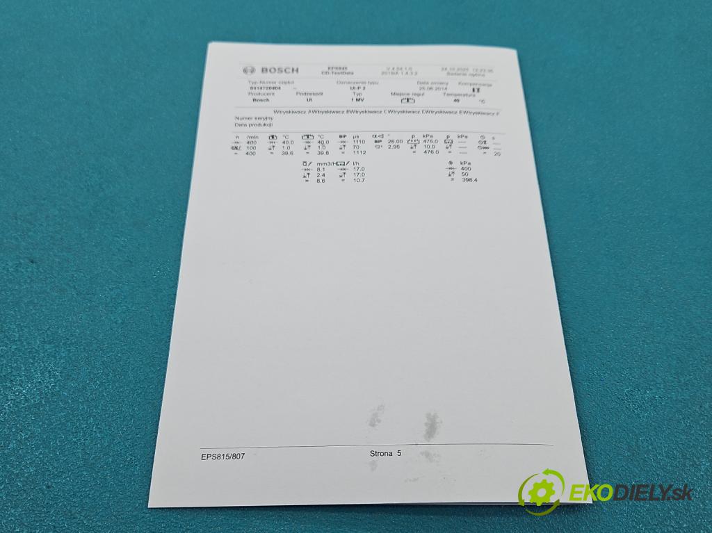 Vw Golf plus 2.0 tdi 140 HP manual 103 kW 1968 cm3 5- vstrekovacie čerpadlo 0414720404 (Vstrekovač paliva)