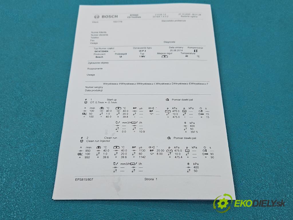 Vw Golf plus 2.0 tdi 140 HP manual 103 kW 1968 cm3 5- vstrekovacie čerpadlo 0414720404 (Vstrekovač paliva)