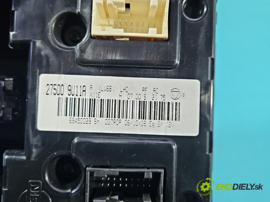 Nissan Note I 2006-2012 1.6 16V 110 hp manual 81 kW 1598 cm3 5- palubní deska panel topení 275009U11A