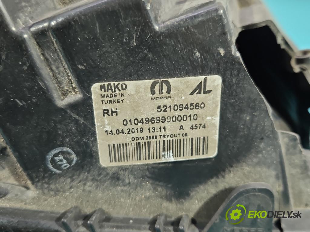 Fiat Doblo II 2010- 1.4 120 HP manual 88 kW 1368 cm3 5- Reflektor: pravý 521094560 (Svetlo predné pravé)