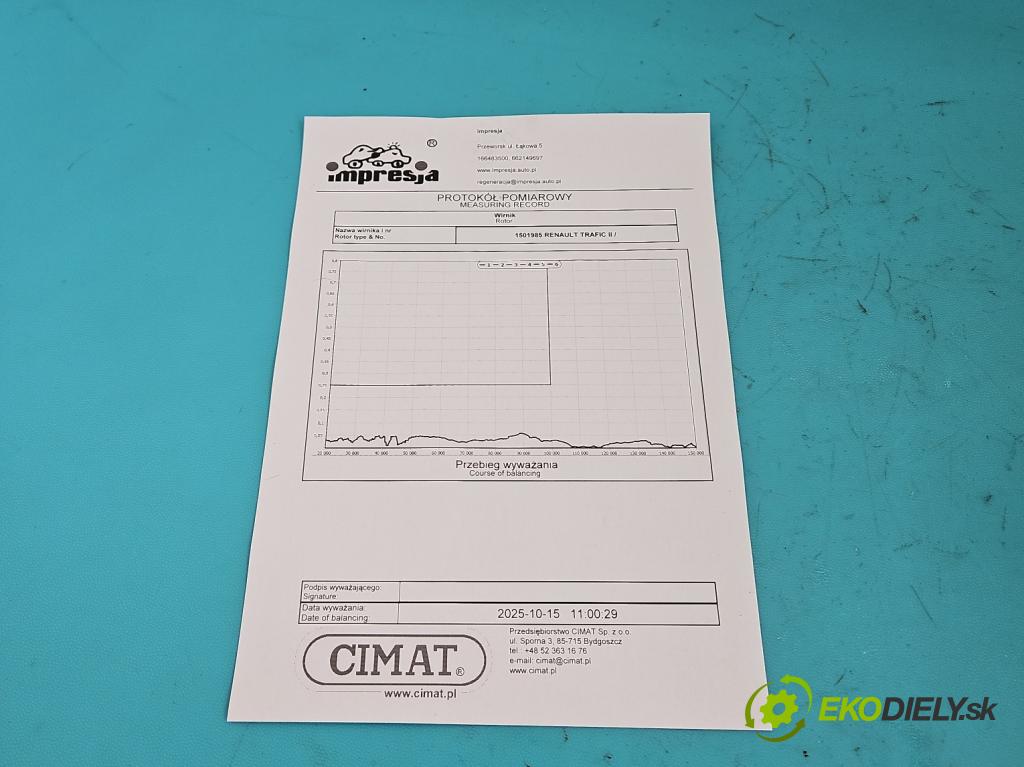 Renault Trafic II 2001-2014 1.9 dci 82 HP manual 60 kW 1870 cm3 5- turbodúchadlo, turbo repasovaná 703245-2