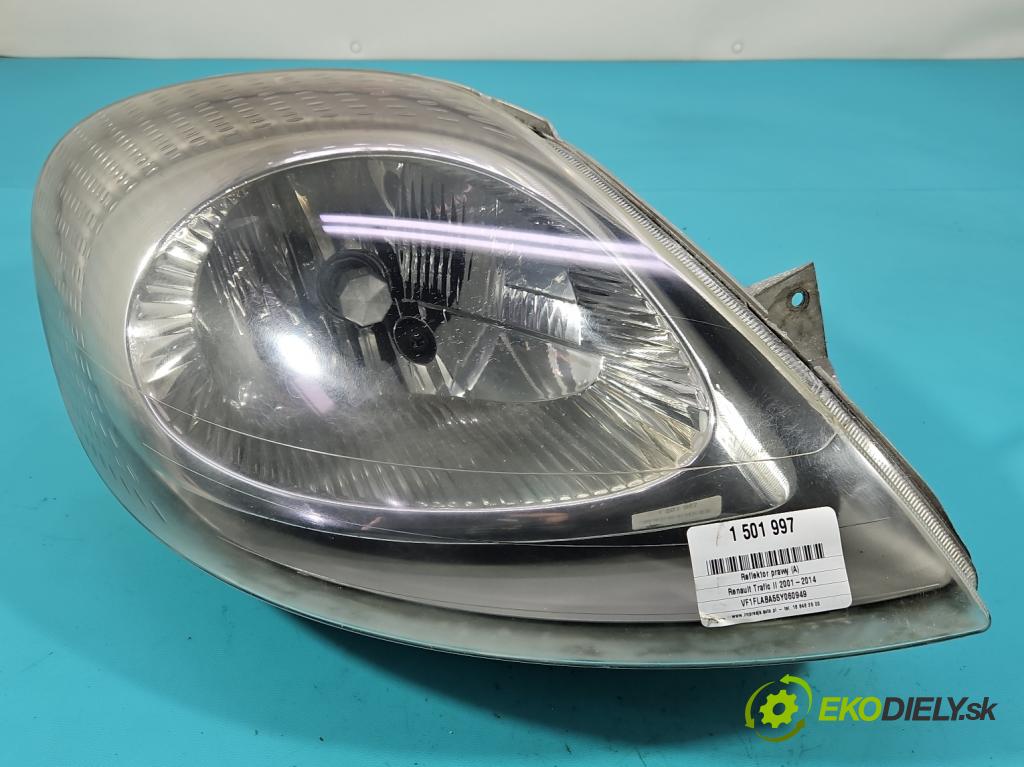 Renault Trafic II 2001-2014 1.9 dci 82 HP manual 60 kW 1870 cm3 5- Reflektor: pravý 7700311372 (Svetlo predné pravé)