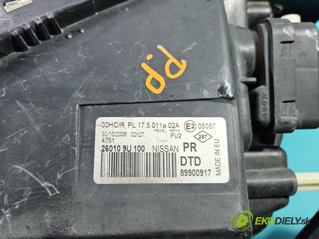 Nissan Note I 2006-2012 1.6 16V 110 HP manual 81 kW 1598 cm3 5- Reflektor: pravý 89900917 (Svetlo predné pravé)