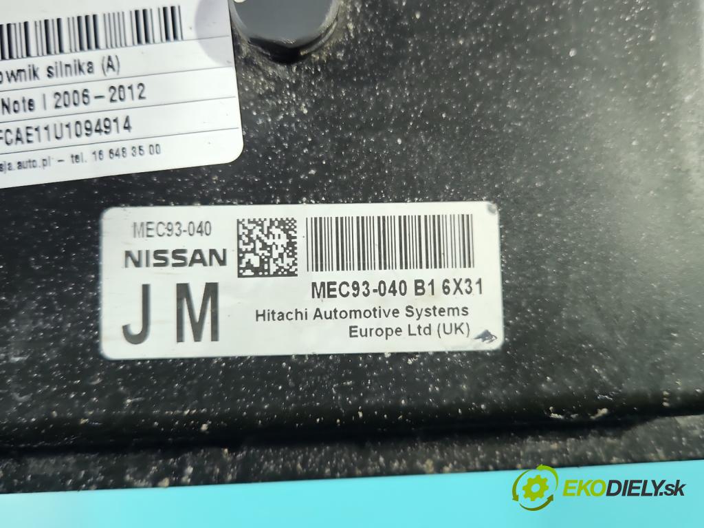 Nissan Note I 2006-2012 1.6 16V 110 hp manual 81 kW 1598 cm3 5- řídící jednotka motoru MEC93-040B16X31