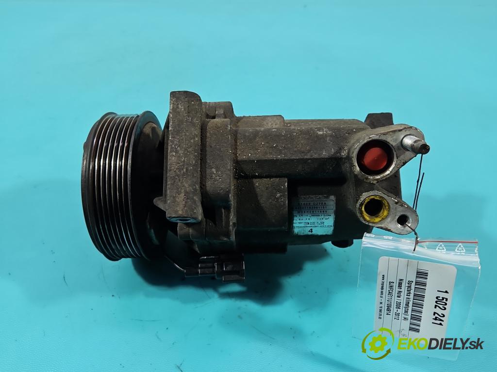 Nissan Note I 2006-2012 1.6 16V 110 hp manual 81 kW 1598 cm3 5- Kompresor: klíma 92600CJ70A (Kompresor klimatizace)