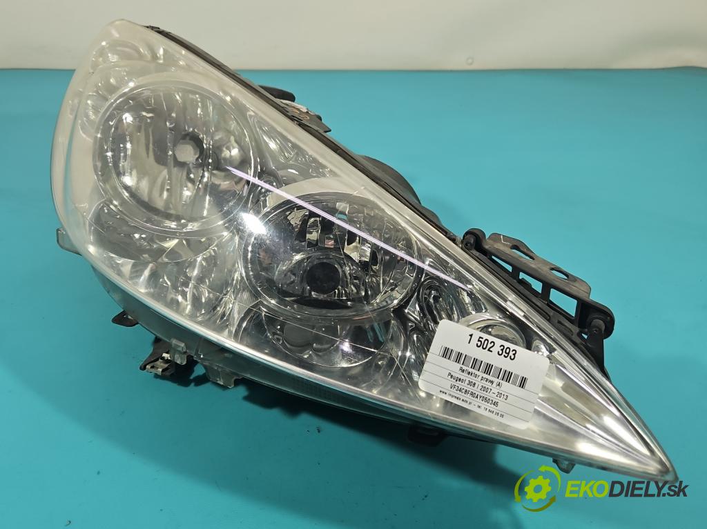 Peugeot 308 I 2007-2013 1.4 16V 98 HP manual 72 kW 1397 cm3 5- Reflektor: pravý  (Svetlo predné pravé)