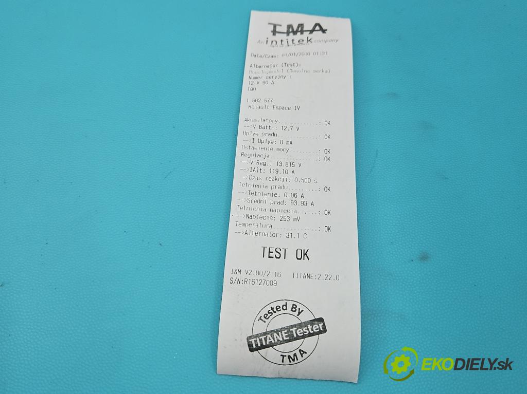 Renault Espace IV 2003-2014 2.0 dci 173KM manual 127 kW 1995 cm3 5- Alternator (Alternátor)