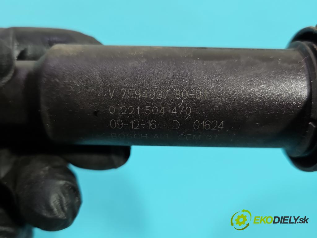 Peugeot 308 I 2007-2013 1.4 16V 98 HP manual 72 kW 1397 cm3 5- cievka zapaľovacia 0221504470 (Zapaľovacia cievka)