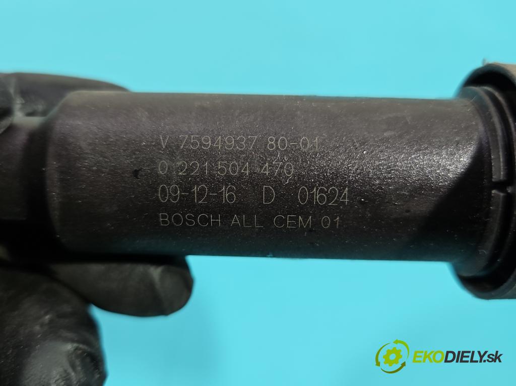 Peugeot 308 I 2007-2013 1.4 16V 98 HP manual 72 kW 1397 cm3 5- cievka zapaľovacia 0221504470 (Zapaľovacia cievka)