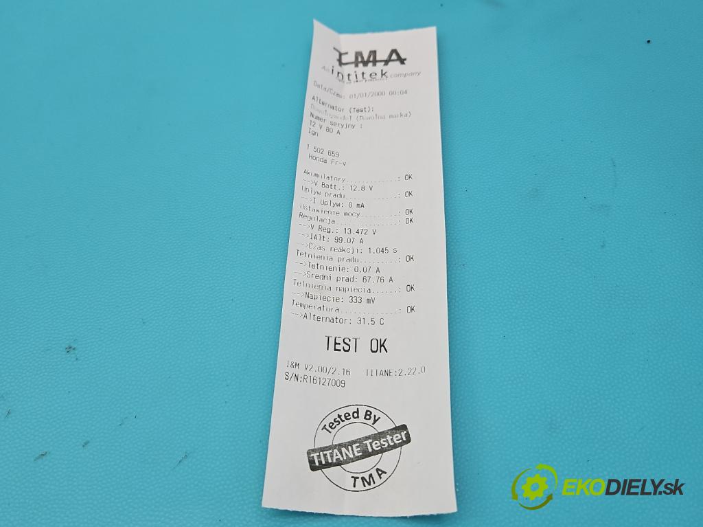 Honda Fr-v 1.7 16V 125 HP manual 92 kW 1668 cm3 5- Alternator (Alternátor)