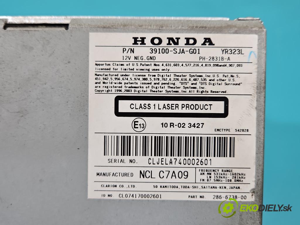 Honda Legend IV 2004-2012 3.5 V6 295HP automatic 217 kW 3471 cm3 4- Radio originál 39100-SJA-G01