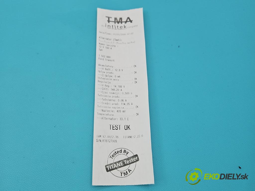 Ford Transit Mk6 2000-2006 2.0 tddi 86 HP manual 63 kW 1998 cm3 5- Alternator 0124415030 (Alternátor)