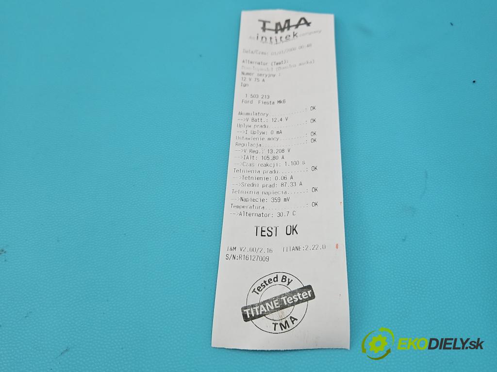 Ford Fiesta Mk6 2002-2008 1.4 tdci 68 HP manual 50 kW 1399 cm3 5- Alternator  (Alternátor)