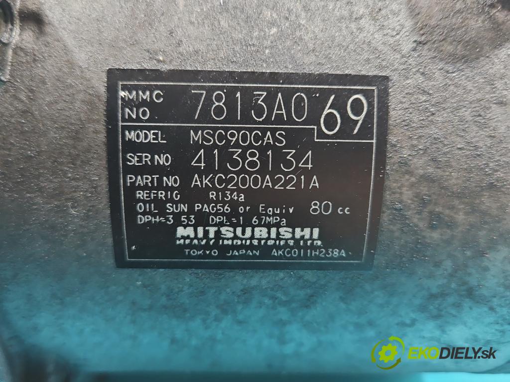 Mitsubishi Outlander II 2006-2013 2.0 DI-D 140 HP manual 103 kW 1968 cm3 5- Kompresor: klimatizácie 7813A069 (Kompresor klimatizácie)