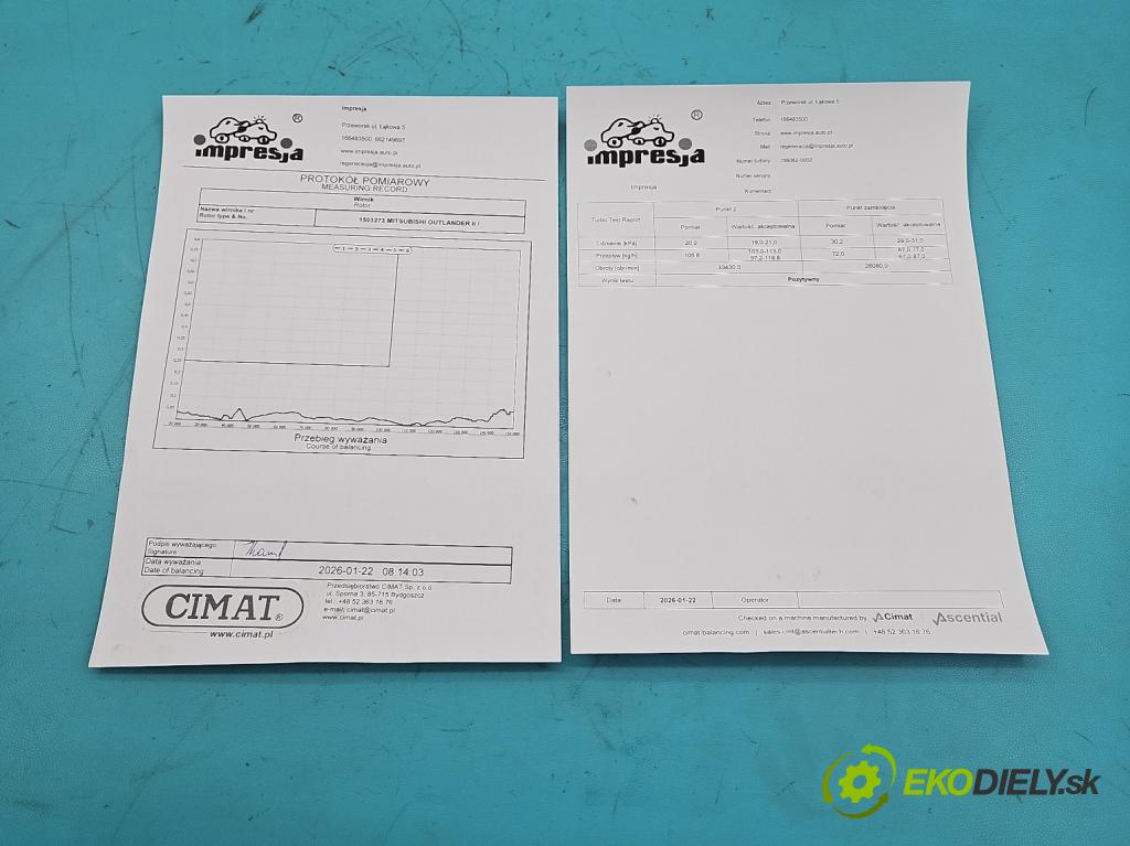 Mitsubishi Outlander II 2006-2013 2.0 DI-D 140 hp manual 103 kW 1968 cm3 5- Turbodmychadlo repasováno 756062-2