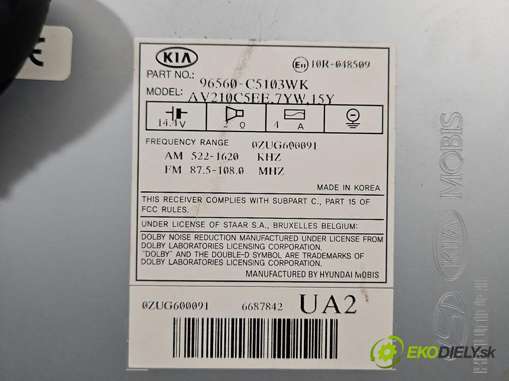 Kia Sorento III 2014-2020 2.0 crdi 185 HP automatic 136 kW 1999 cm3 5- Radio originál 96560-C5103WK