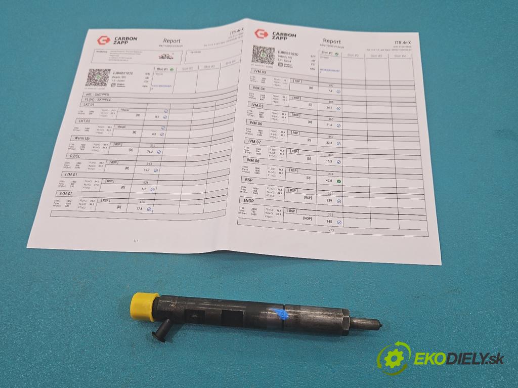 Renault Modus 1.5 dci 86 hp manual 63 kW 1461 cm3 5- vstřikovač EJBR05102D (Vstřikovač paliva)