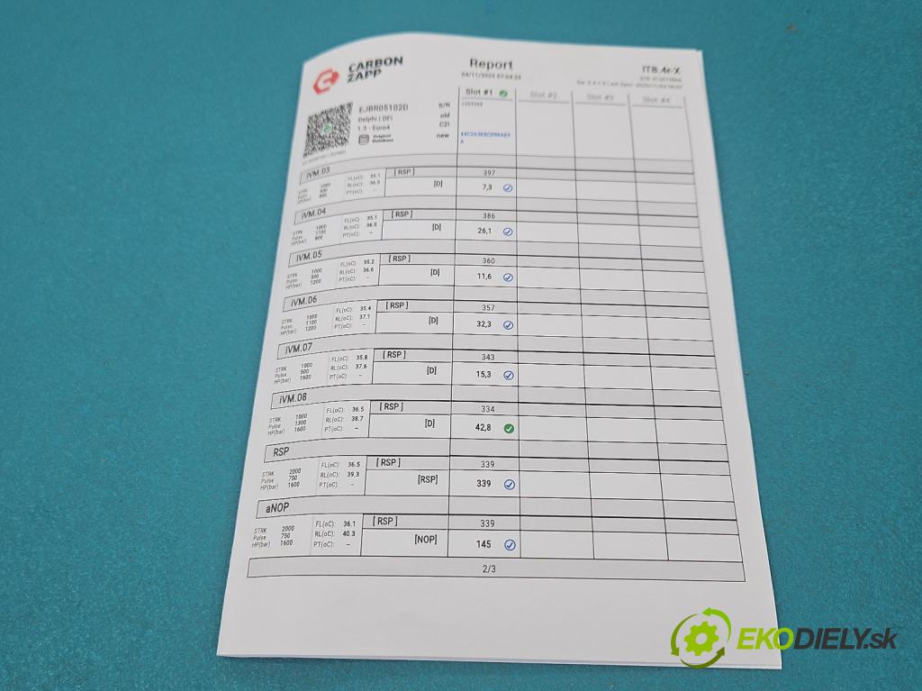 Renault Modus 1.5 dci 86 hp manual 63 kW 1461 cm3 5- vstřikovač EJBR05102D (Vstřikovač paliva)