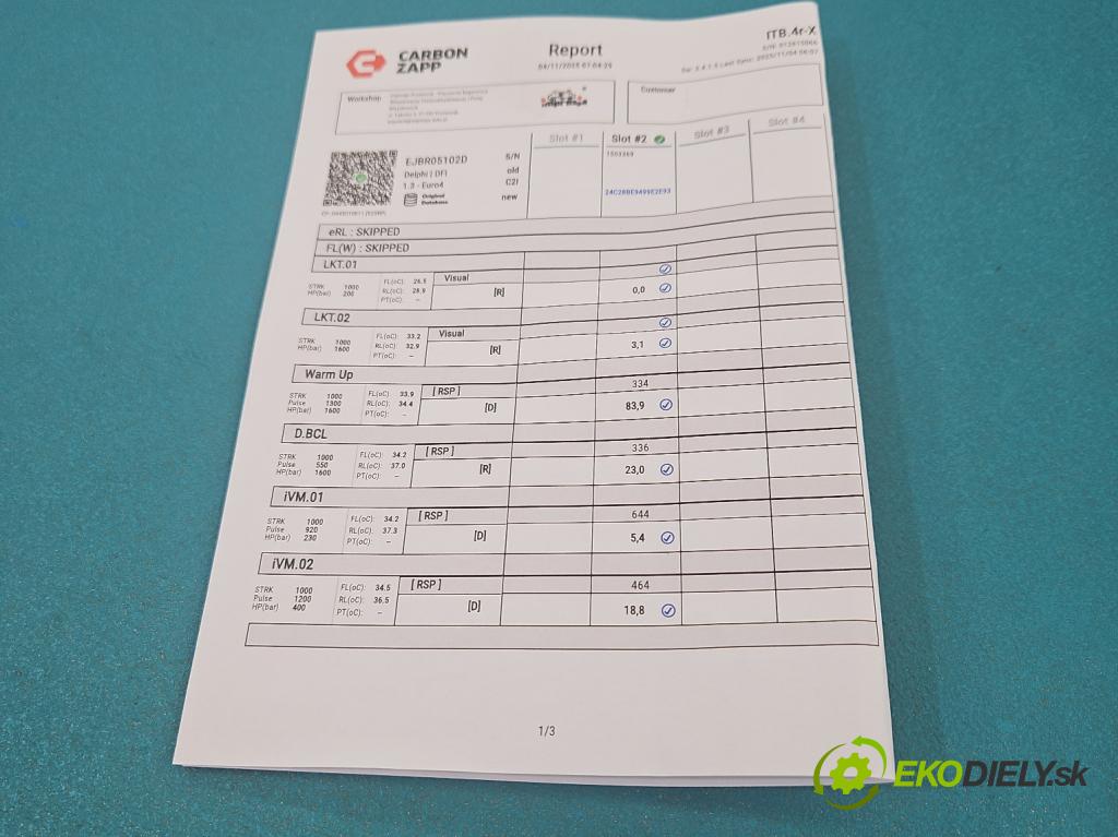 Renault Modus 1.5 dci 86 hp manual 63 kW 1461 cm3 5- vstřikovač EJBR05102D (Vstřikovač paliva)