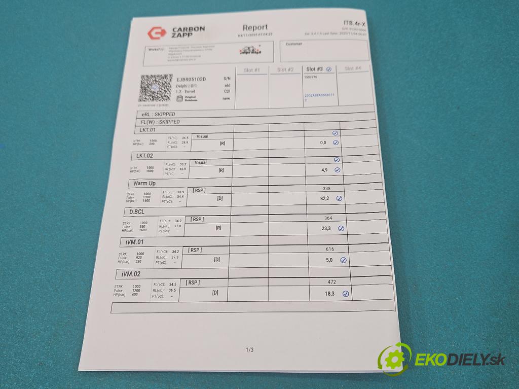 Renault Modus 1.5 dci 86 hp manual 63 kW 1461 cm3 5- vstřikovač EJBR05102D (Vstřikovač paliva)