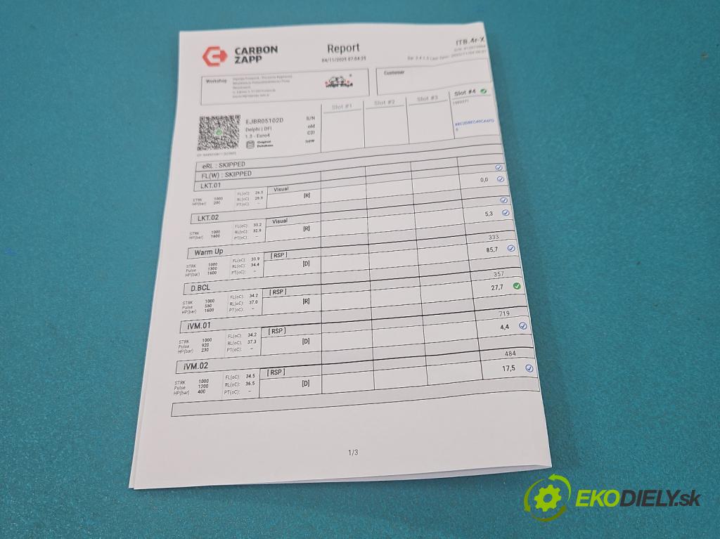 Renault Modus 1.5 dci 86 hp manual 63 kW 1461 cm3 5- vstřikovač EJBR05102D (Vstřikovač paliva)