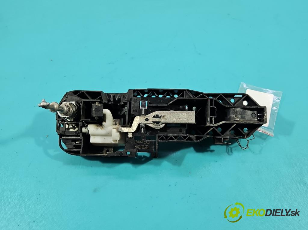 Renault Megane III 2008-2016 1.5 dci 110 HP manual 81 kW 1461 cm3 5- rukoväť predné ľavé mimo: 806070032R (Kľučka dverí vonkajšia predná ľavá)