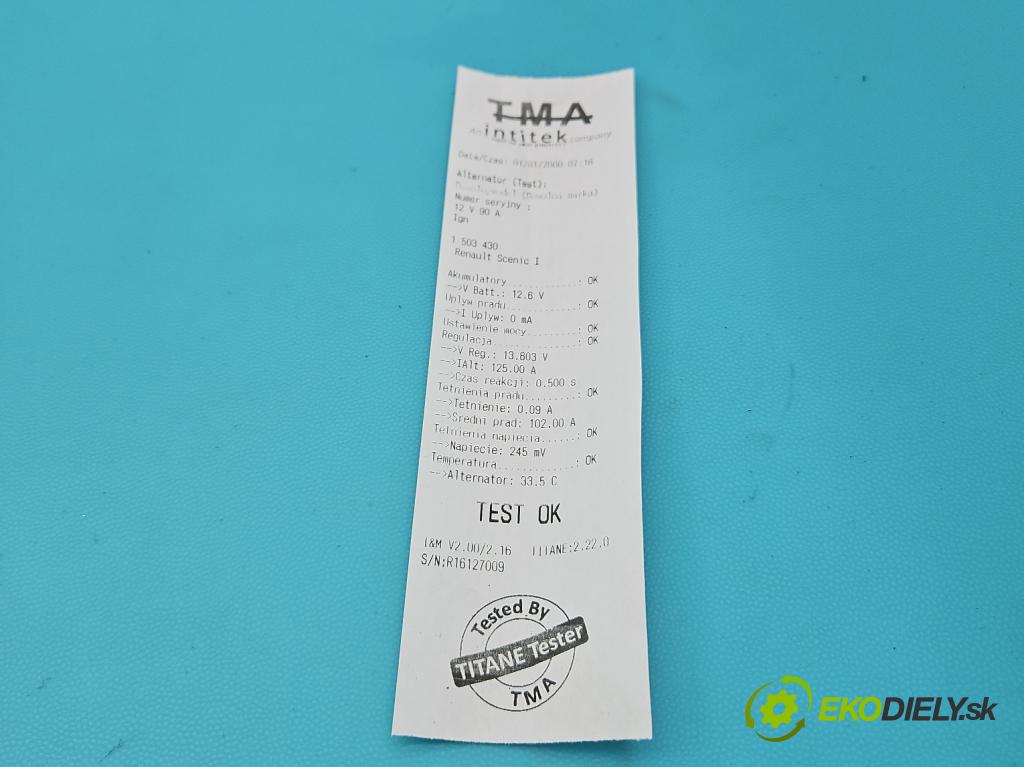 Renault Scenic I 1996-2003 2.0 16V 139 HP manual 102 kW 1998 cm3 5- Alternator 8200030635 (Alternátor)