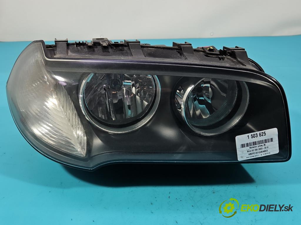 Bmw X3 E83 2003-2010 2.0d 150 hp manual 110 kW 1995 cm3 5- světlo pravý 7162196 (Pravé přední světlo)