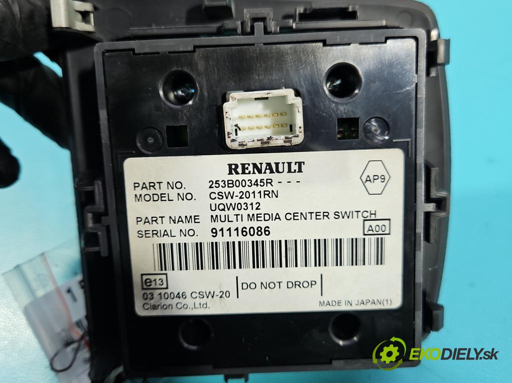 Renault Scenic III 2009-2016 1.5 dci 106 hp manual 78 kW 1461 cm3 5- Přepínač rádia nebo navigace: 253B00345R