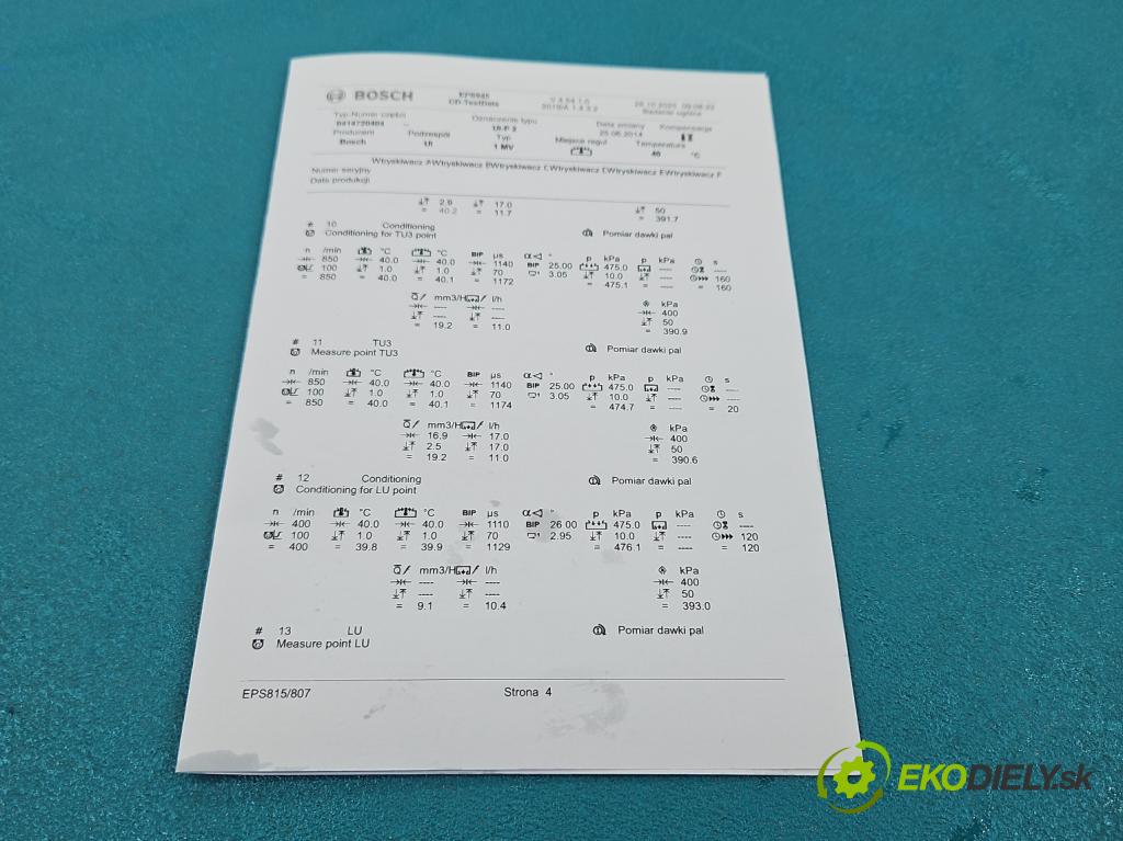 Audi A4 B7 2004-2008 2.0 tdi 140 HP manual 103 kW 1968 cm3 5- vstrekovacie čerpadlo 0414720404 (Vstrekovač paliva)