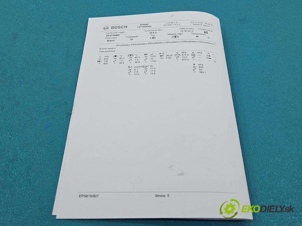 Audi A4 B7 2004-2008 2.0 tdi 140 HP manual 103 kW 1968 cm3 5- vstrekovacie čerpadlo 0414720404 (Vstrekovač paliva)