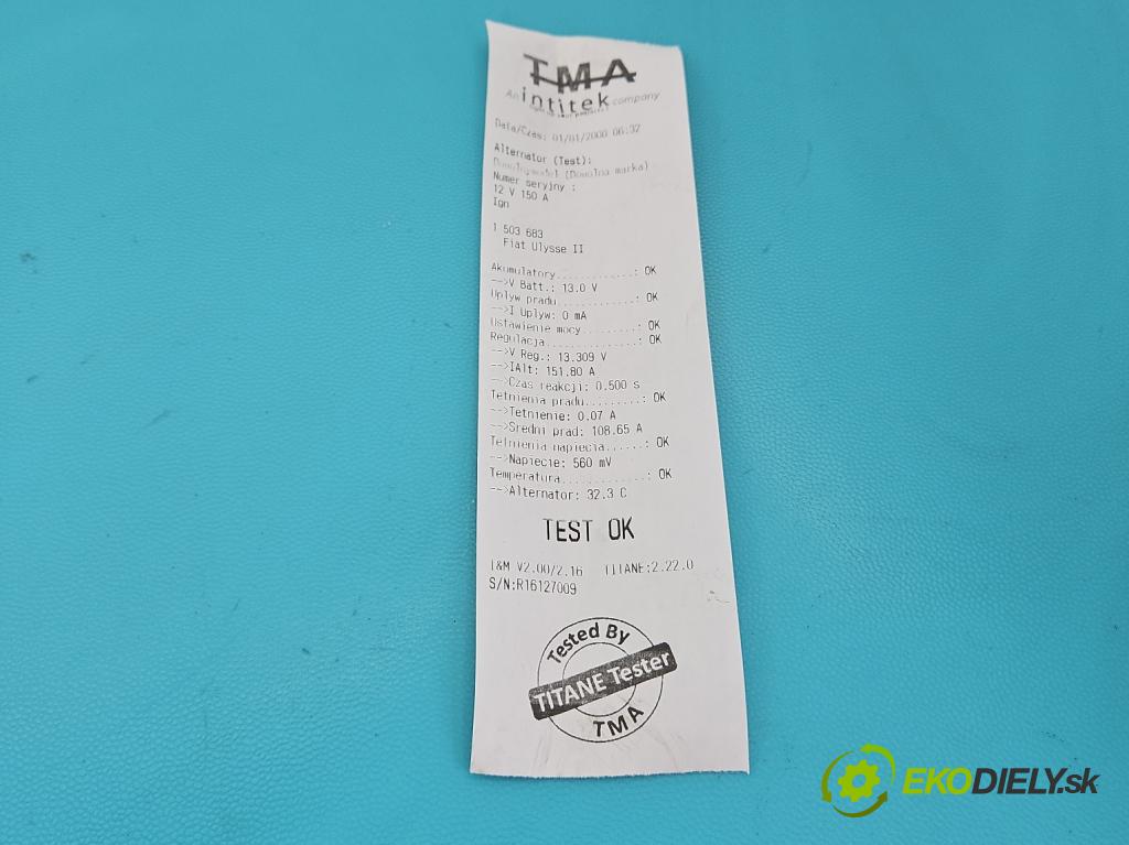 Fiat Ulysse II 2002-2010 2.0 jtd 109 HP manual 80 kW 1997 cm3 5- Alternator 2542564A (Alternátor)