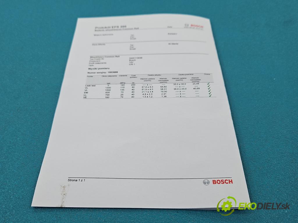 Fiat Ulysse II 2002-2010 2.0 jtd 109 HP manual 80 kW 1997 cm3 5- vstrek 0445110036 (Vstrekovač paliva)