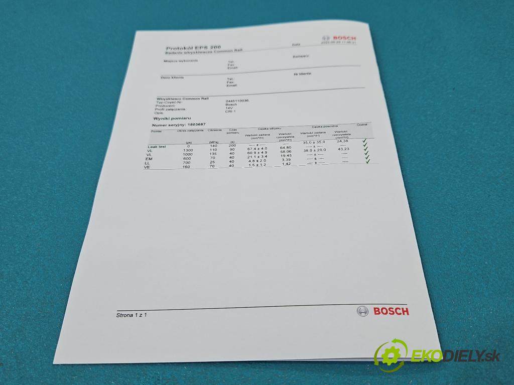 Fiat Ulysse II 2002-2010 2.0 jtd 109 HP manual 80 kW 1997 cm3 5- vstrek 0445110036 (Vstrekovač paliva)