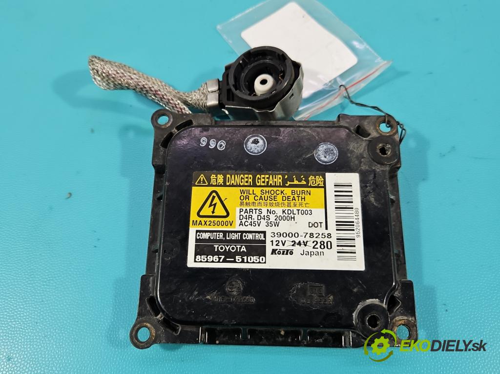 Toyota Avensis III T27 2009-2018 2.2 D-CAT 150 HP automatic 110 kW 2231 cm3 5- střídač: xenon 85967-51050 (Riadiaca jednotka xenónu)