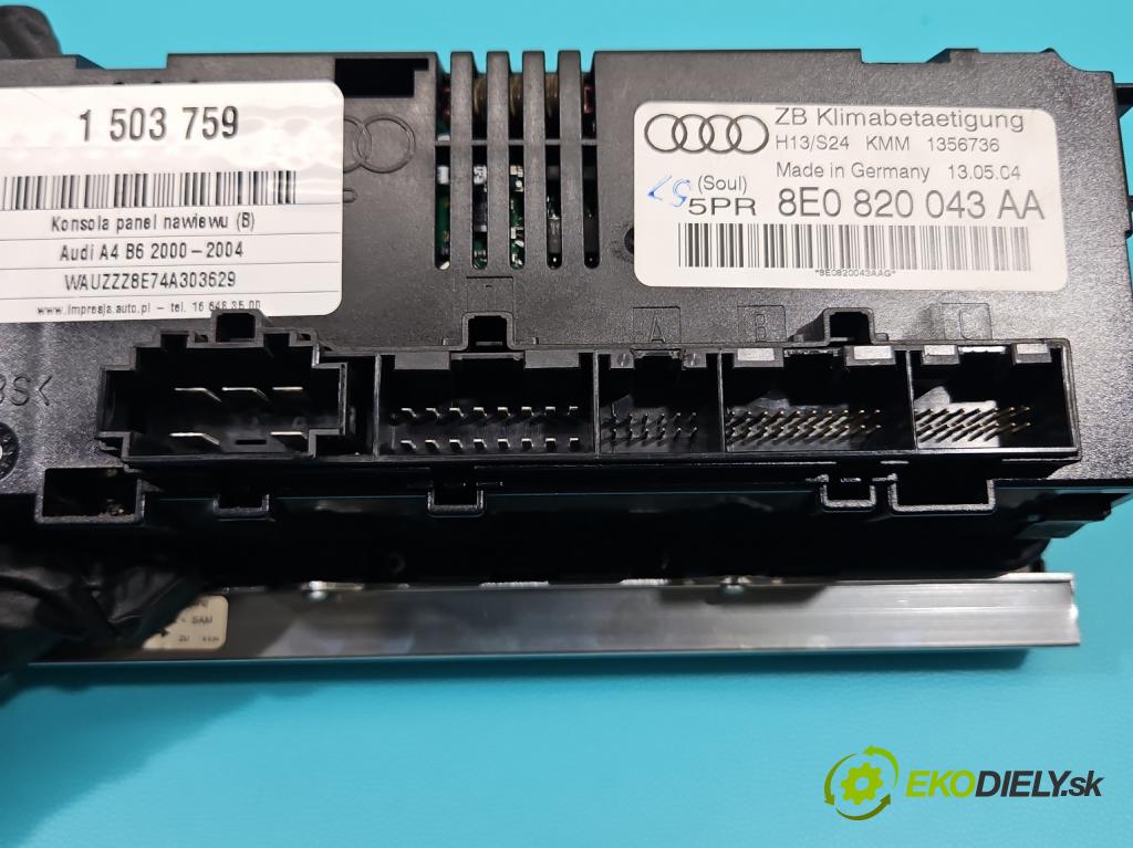 Audi A4 B6 2000-2004 1.9 tdi 101 hp manual 74 kW 1896 cm3 4- palubní deska panel topení 8E0820043AA