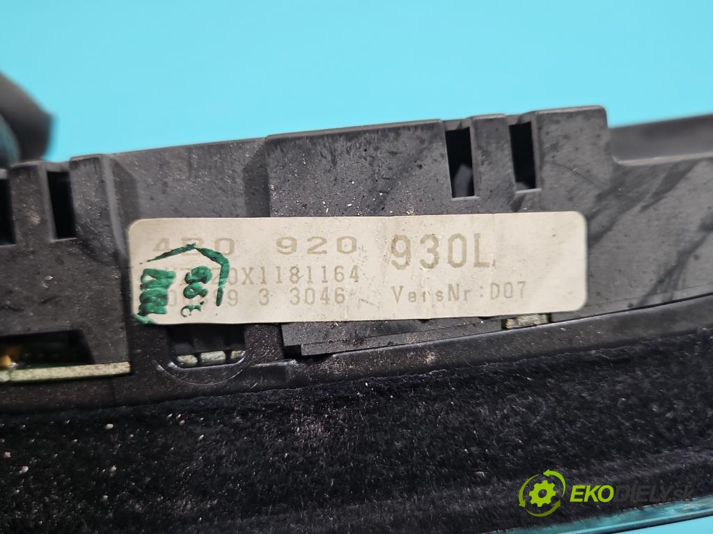 Audi A6 C5 1997-2004 1.8 T 150 HP manual 110 kW 1781 cm3 5- prístrojovka/ budíky 4B0920930L (Prístrojová doska)