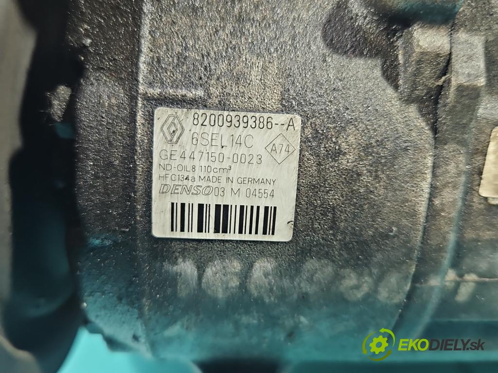 Renault Scenic III 2009-2016 1.5 dci 106 HP manual 78 kW 1461 cm3 5- Kompresor: klimatizácie 8200939386A (Kompresor klimatizácie)
