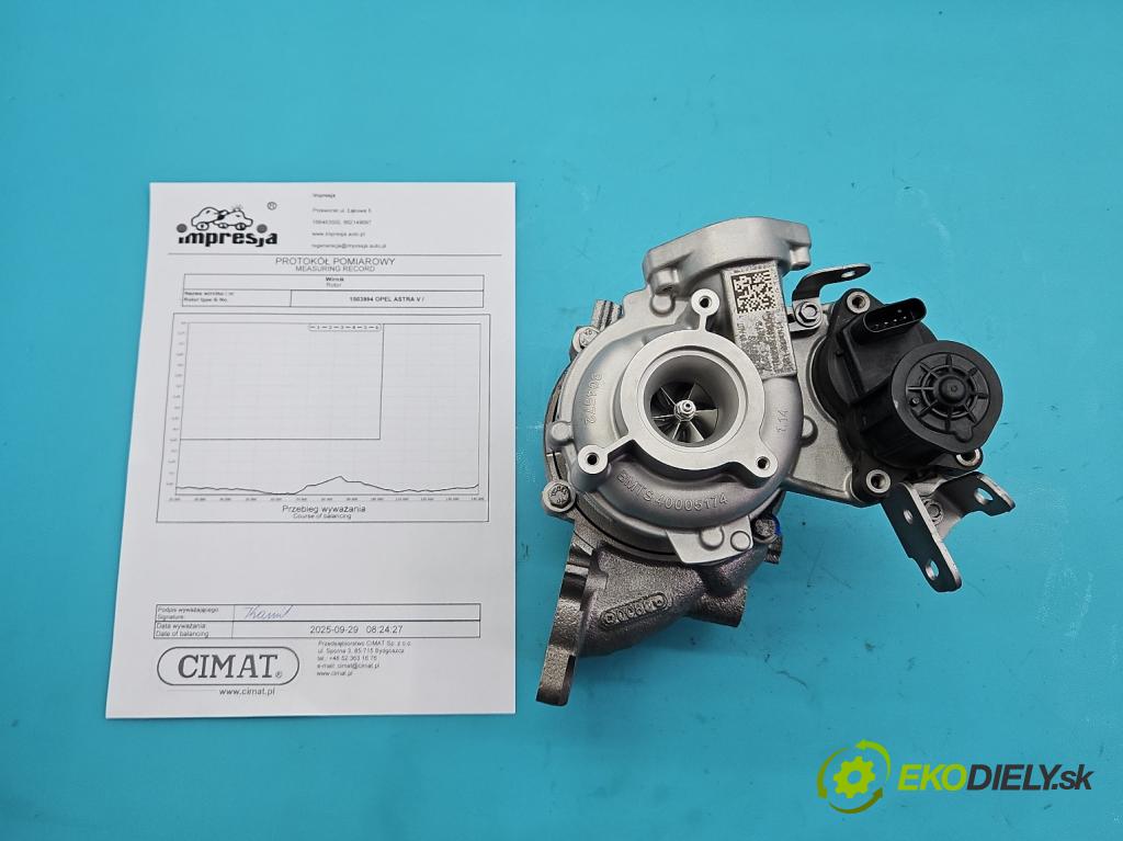 Opel Astra V  2015-2022 1.5 cdti 122 hp manual 90 kW 1496 cm3 5- Turbodmychadlo repasováno 55508703
