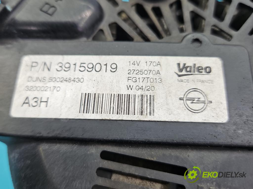 Opel Astra V  2015- 1.5 cdti 122 HP manual 90 kW 1496 cm3 5- Alternator 39159019 (Alternátor)