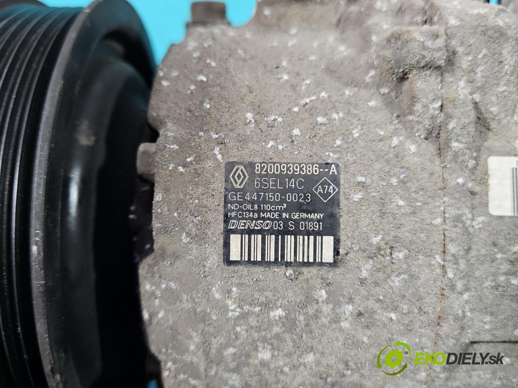 Renault Megane III 2008-2016 1.5 dci 110 HP manual 81 kW 1461 cm3 5- Kompresor: klimatizácie 8200939386A (Kompresor klimatizácie)