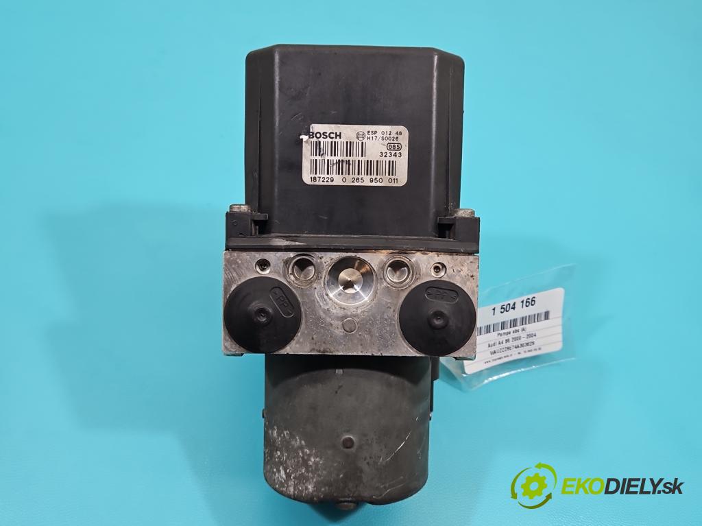 Audi A4 B6 2000-2004 1.9 tdi 101 HP manual 74 kW 1896 cm3 4- čerpadlo abs 0265225048 (Pumpa ABS)